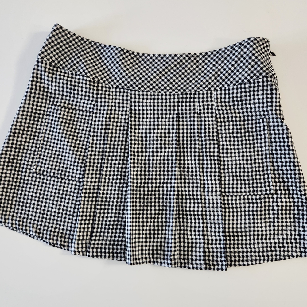 F21 Black and White Gingham Mini Skirt